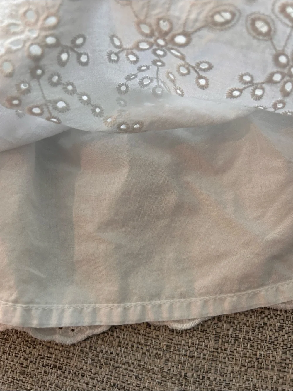 OshKosh B'gosh Denim Bib Dress with White Eyelet Skirt. Size 2T